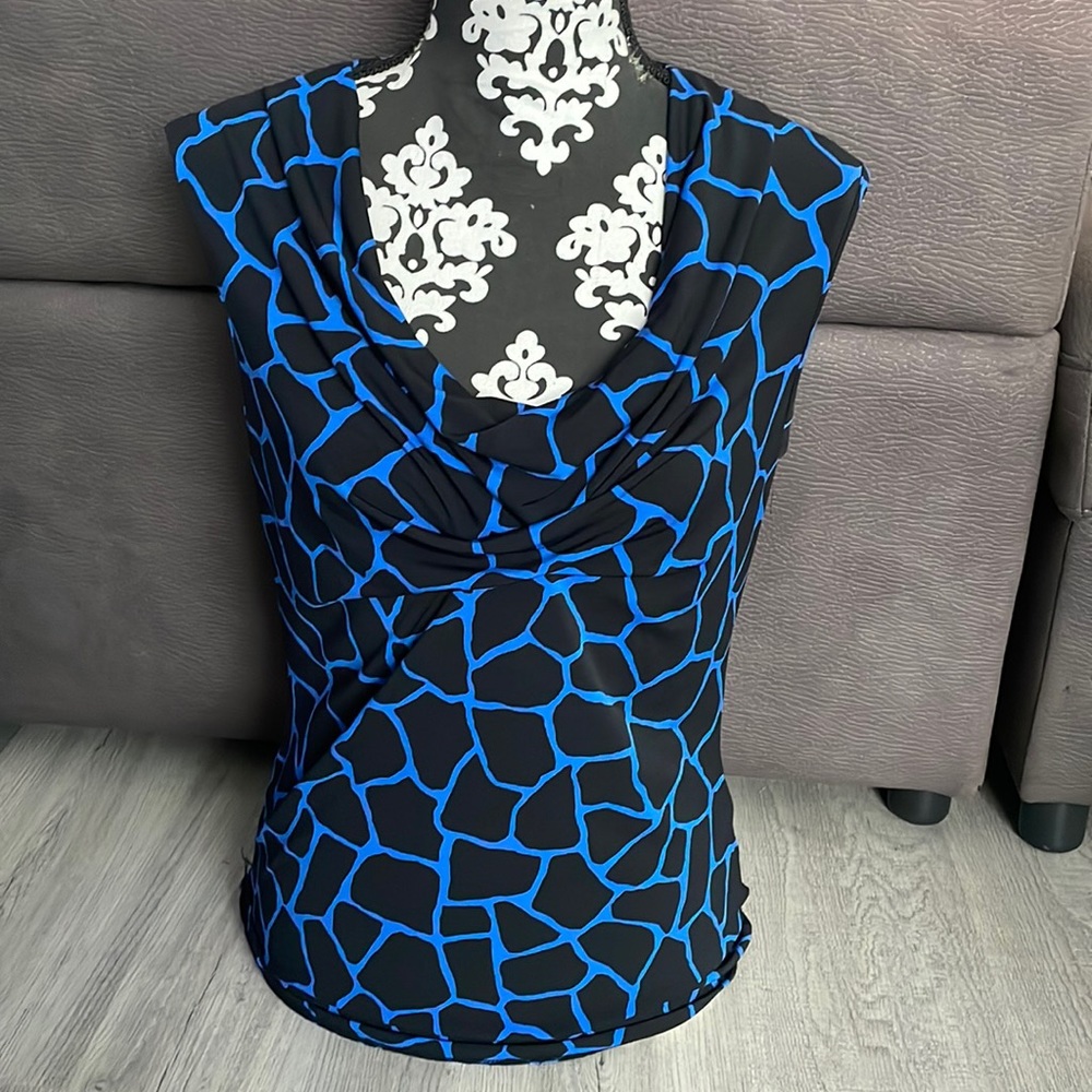 MICHAEL MICHAEL KORS Black & Blue Tank Blouse Size Small